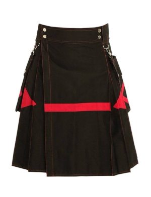 black utility kilt, diagonal utility kilt, black diamond utility kilt, mens utility kilt