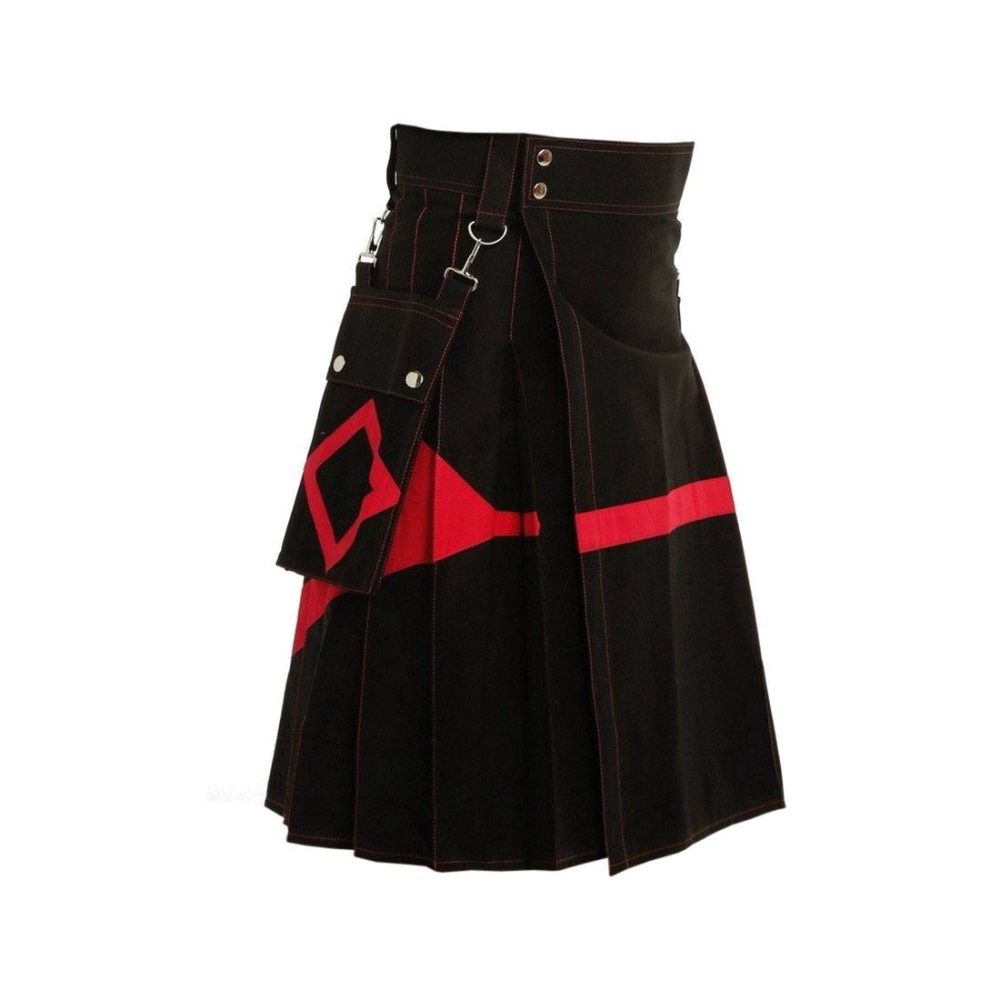 black utility kilt, diagonal utility kilt, black diamond utility kilt, mens utility kilt