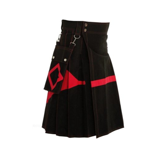 black utility kilt, diagonal utility kilt, black diamond utility kilt, mens utility kilt