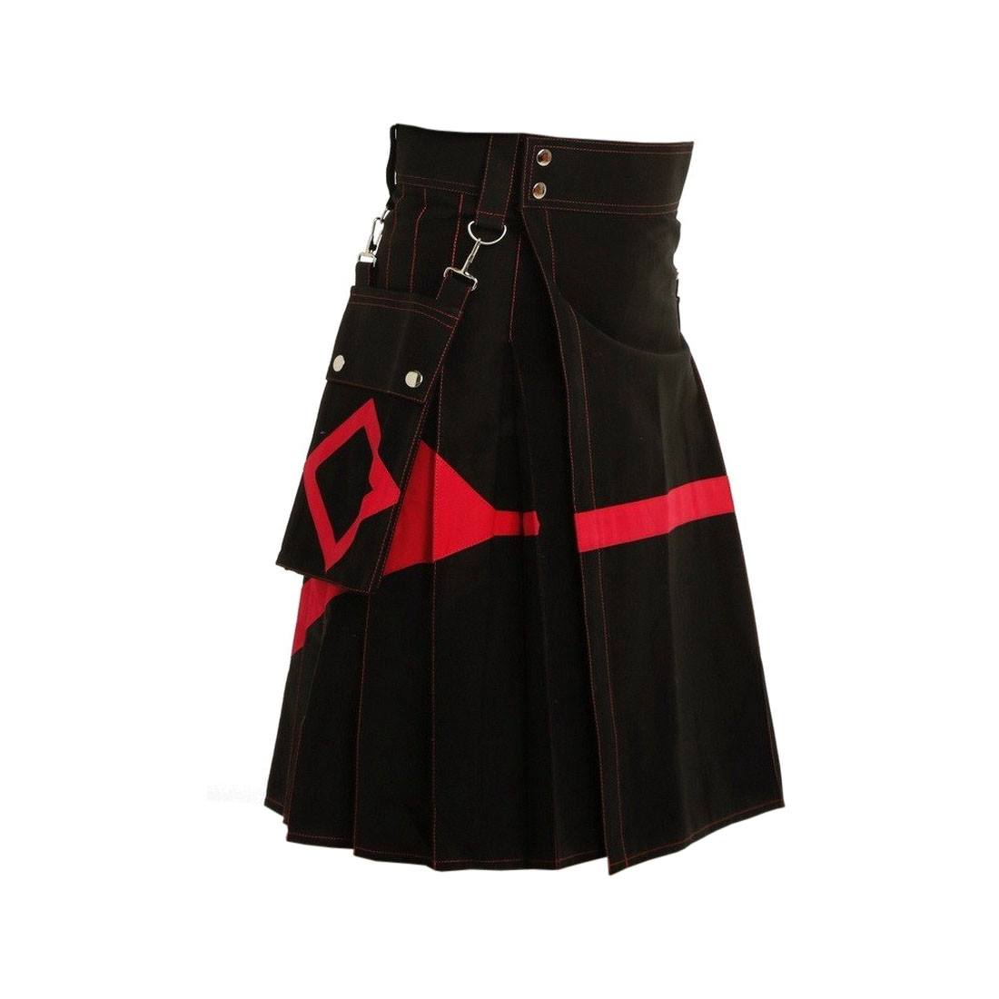 kilt utilitaire noir, kilt utilitaire diagonal, kilt utilitaire diamant noir, kilt utilitaire pour hommes