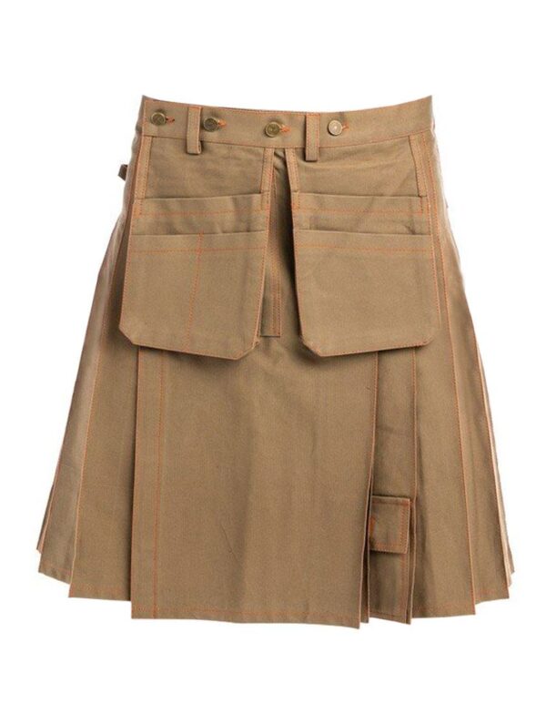 Multi-Pockets-Working-Kilt-khaki-main workmen kilt, working men kilt, working kilt, utility kilt