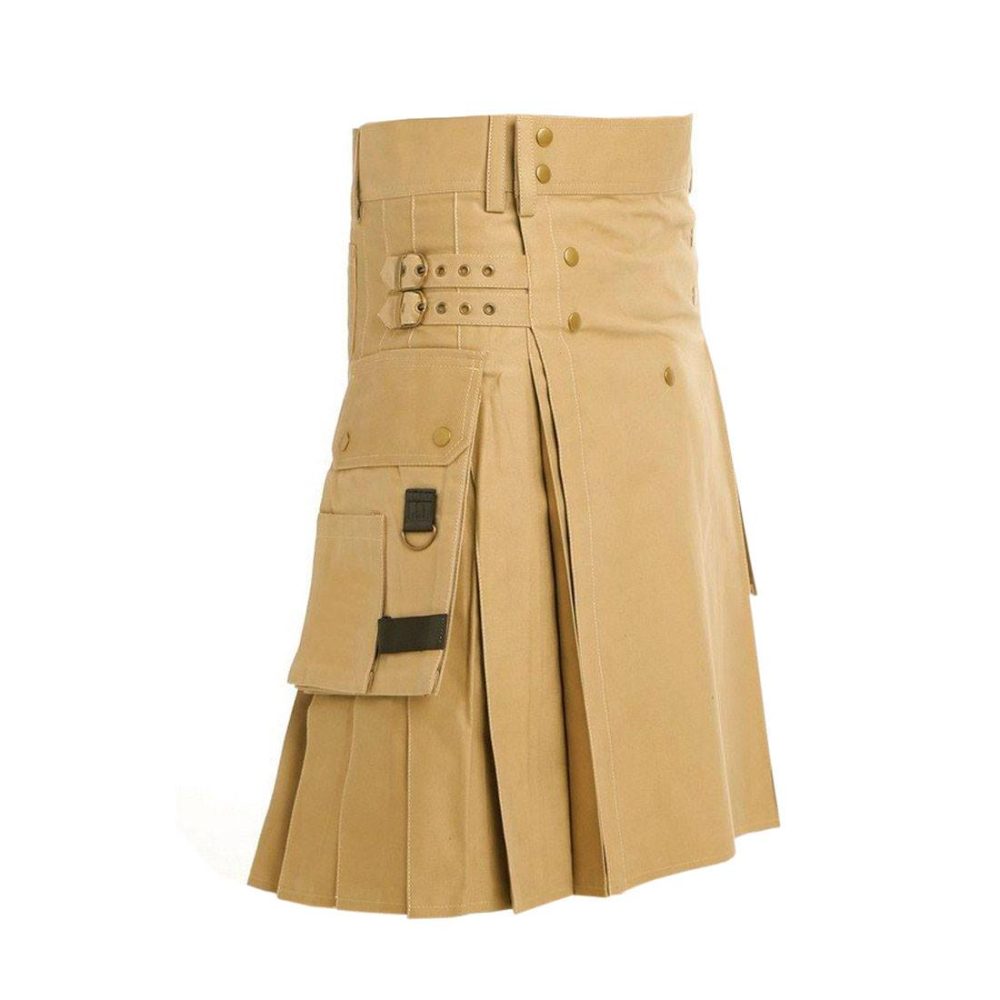 signature kilt, signature utility kilt, decent utility kilt, khaki utility kilt, utility kilt for men