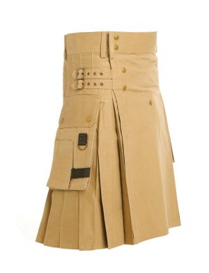 Signatur-Kilt, Signatur-Utility-Kilt, dezenter Utility-Kilt, Khaki-Utility-Kilt, Utility-Kilt für Herren