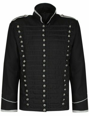 Chaqueta Ussaro negra, chaqueta militar, chaqueta de desfile, chaqueta de desfile militar, chaqueta negra