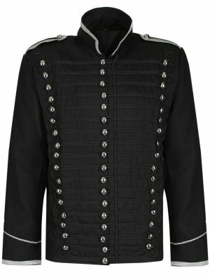 Veste Ussaro noire, veste militaire, veste de parade, veste de parade militaire, veste noire