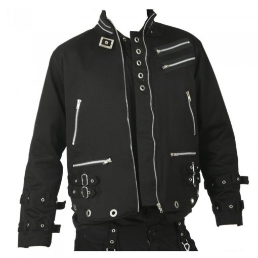 Bondage-Gothic-Jacket-with-Zipper-Pockets bondage jacket, gothic jacket, heavy duty gothic jacket, mens gothic jacket