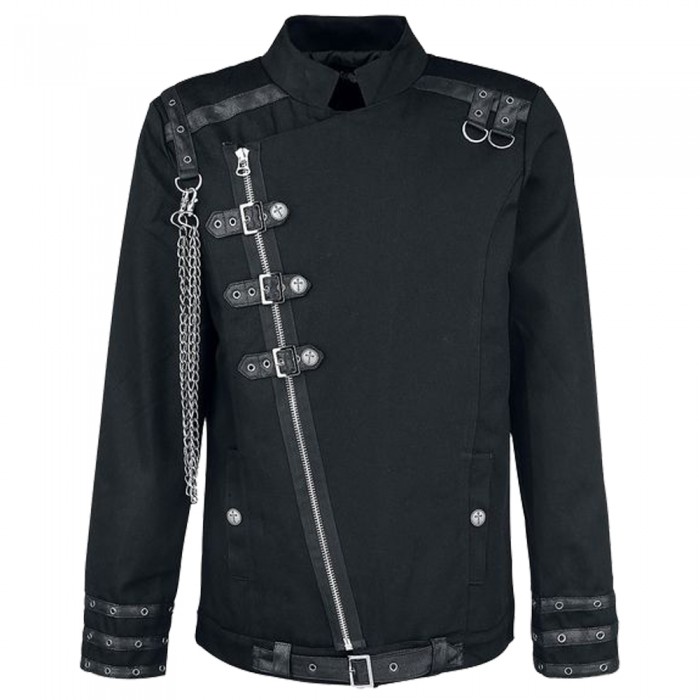 Light-Duty-Gothic-Jacket-with-Chrome-Chain light duty gothic jacket, chrome gothic jacket, rust-free chrome gothic jacket