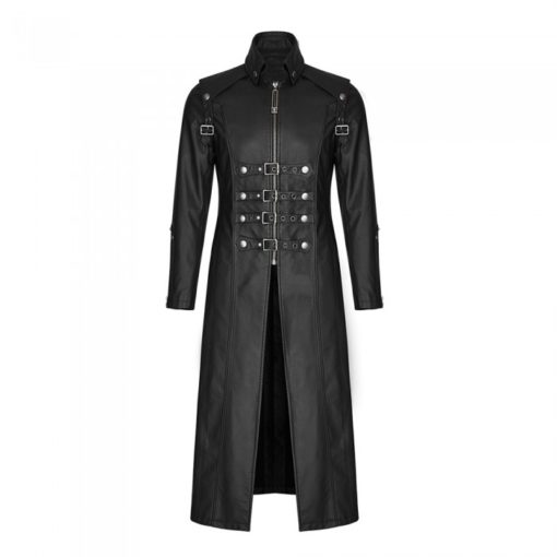 Long-Black-Gothic-Leather-Coat long gothic coat, leather gothic coat, leather goth coat, leather steampunk coat