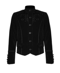 Embroidered Single Breasted Gothic velvet jacket which is designed and made for you specially. It has button closure and looks very dope. This velvet gothic jacket comes in black color.