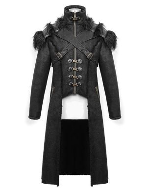 Le manteau de fourrure gothique Numinous est fabriqué à partir de fourrure et de cuir de première qualité. Il est livré avec un gilet. C'est l'un des meilleurs manteaux gothiques de Kilt and Jacks.