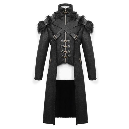 Numinous-Gothic-Fur-Coat Numinous Gothic Fur Coat is made from premium quality fur and leather. It comes with a vest. It is one of the best gothic coats from Kilt and Jacks.