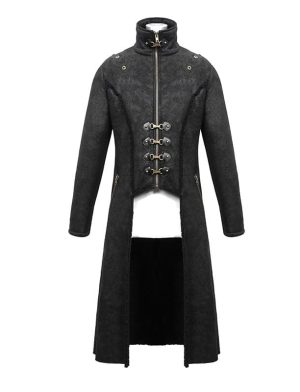 Numinous Gothic Fur Coat está hecho de piel y cuero de primera calidad. Viene con un chaleco. Es uno de los mejores abrigos góticos de Kilt and Jacks.