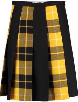 It is a striped Tartan pleated skirt where we have used Macleod of Lewis and black fabric alternatively.