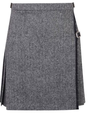 Tweed Mini Kilt for Women made up of grey tweed.