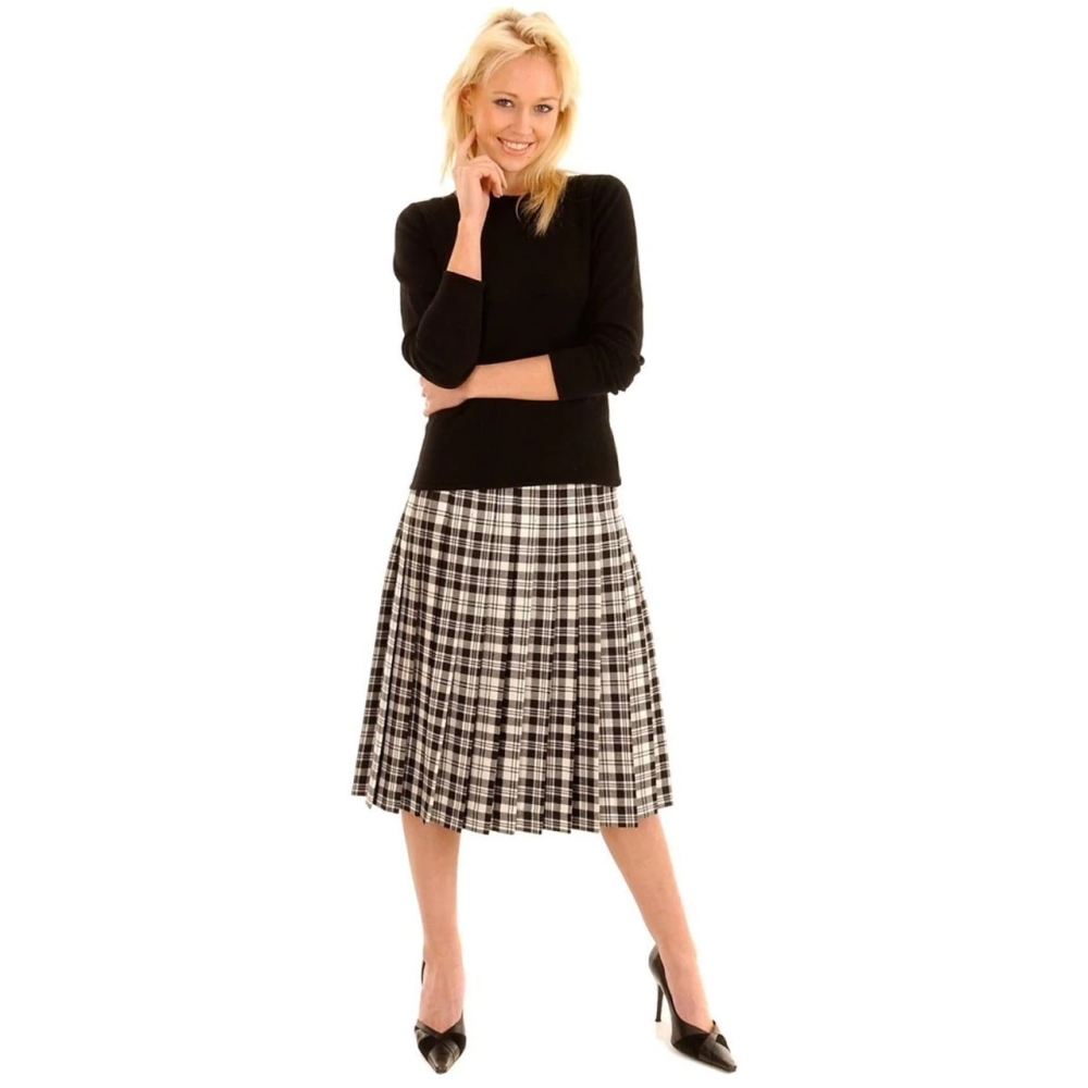 Fiona Tartan Pleated Skirt designed for women to wear on casual occasion.