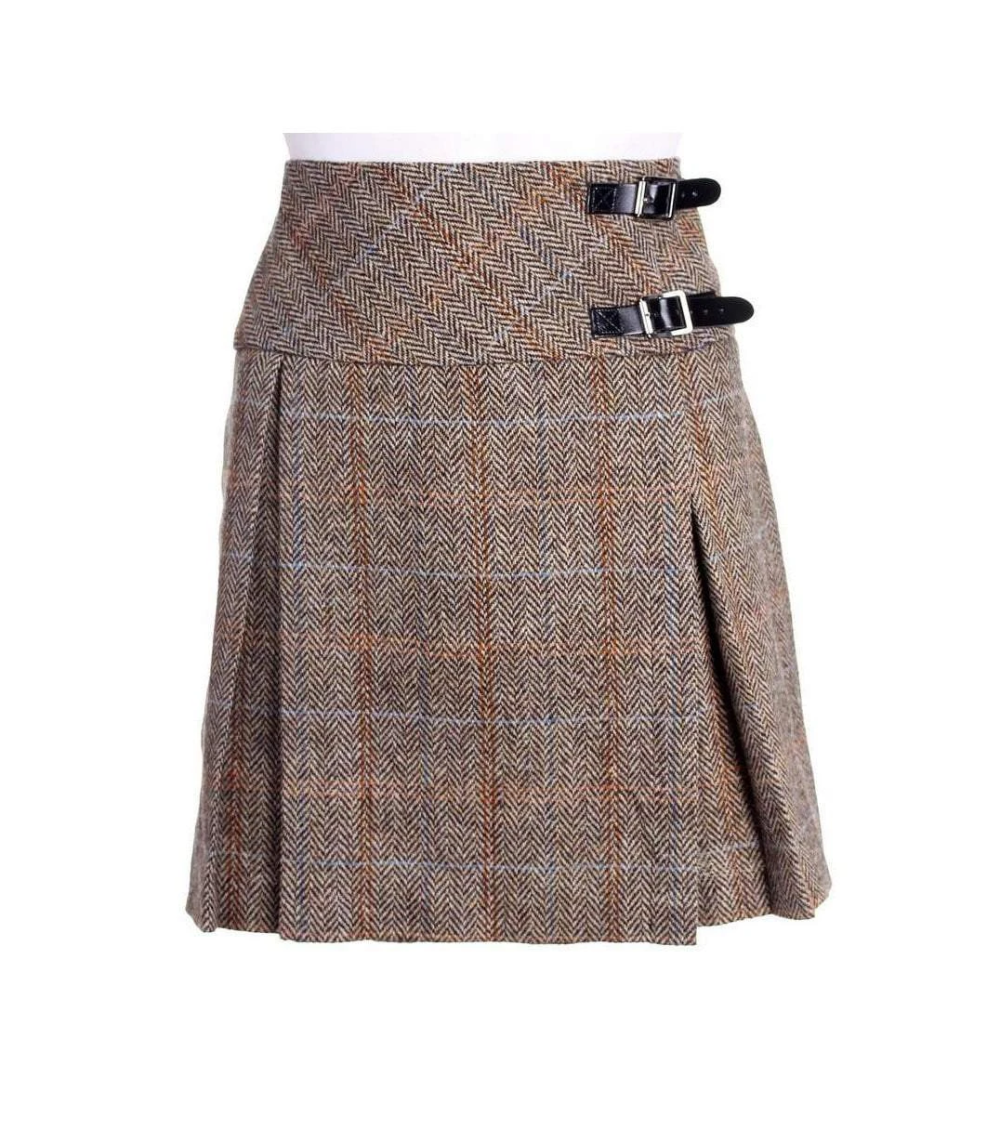 Falda escocesa Harris Tweed estilo Billie para mujer.