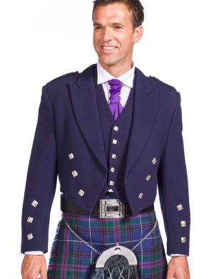 Veste Prince Charlie bleu marine avec gilet 5 boutons