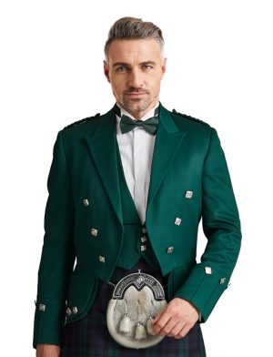 Forest Green Doublet Blazer Wool Silver Braid and Trim