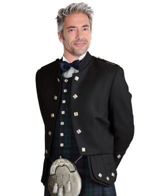 Schwarze Sheriffmuir Highland Kiltjacke für Herren in vielen Farben erhältlich