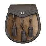 Seal Skin Semi Dress Sporran with Three Tassels Brown_brown