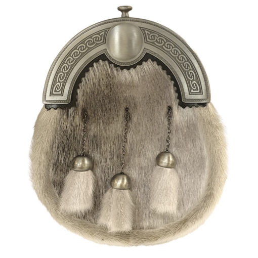 SealSkin Dress Sporran with Celtic Design whiteish