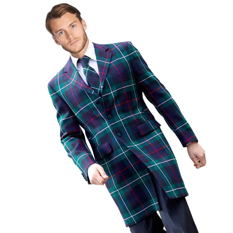 Men's long tartan Jacket available in discounted price.