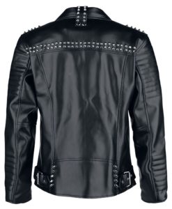 The back of A18 Studded Biker Leather Jacket.
