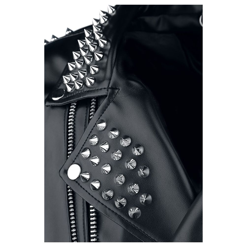 The closeup look of A18 Studded Biker Leather Jacket.