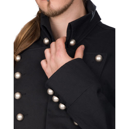 A closeup look of Admiral Long Goth Coat for Men.
