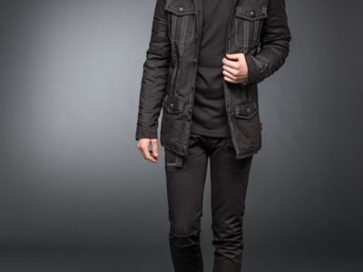 The open button look of BLK 202 Gothic Jacket with Decorative Seam.
