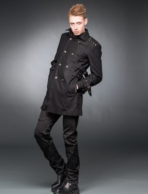 Long Manteau gothique noir homme PUNK RAVE y364