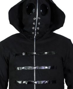 The closeup look of Black Goggles Goth Jacket.