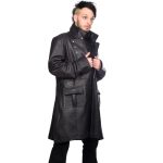 Flapped-Long-Military-Leather-Coat