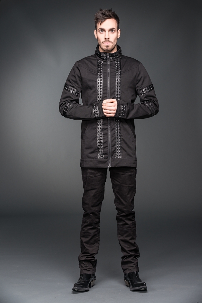 M201-Black-Gothic-Jacket-with-Leather-Details The main picture of M201 Black Gothic Jacket with Leather Details.