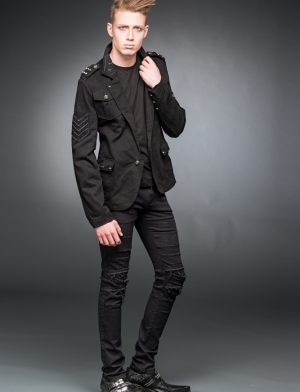 The tilted pose of Military Style Gothic Blazer Jacket.