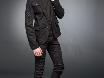 The tilted pose of Military Style Gothic Blazer Jacket.
