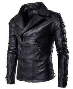 A Laced military Gothic Leather jacket for Men side photo.