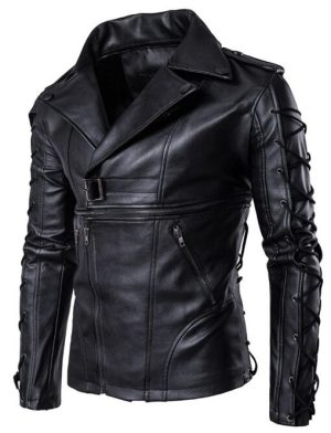 A Laced military Gothic Leather jacket for Men side photo.