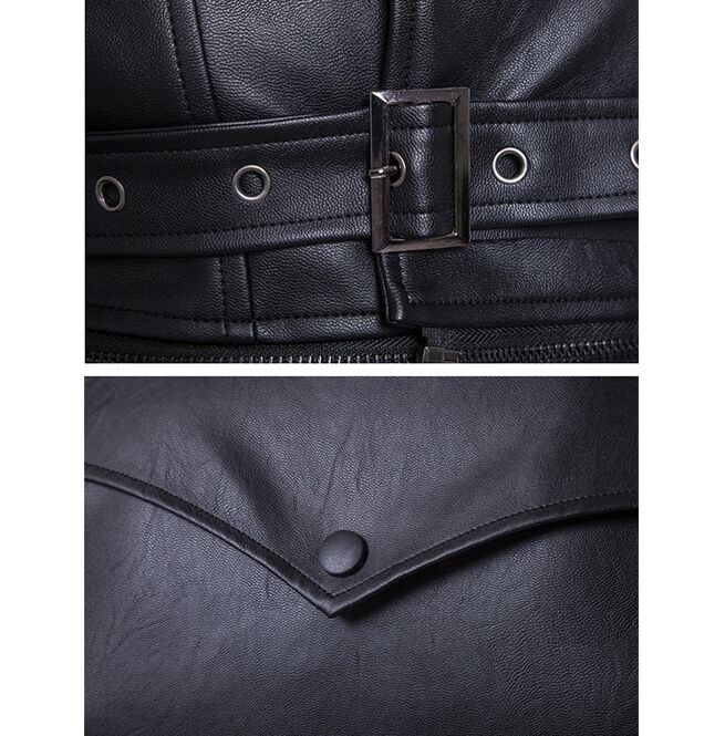 Laced Military Gothic Leather Jacket 3 A Laced military Gothic Leather jacket for Men strap photo.