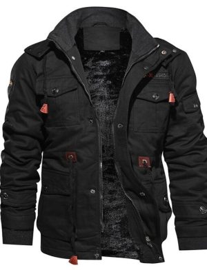 Multi Pocket Tactical Gothic Jacke schwarz offen.