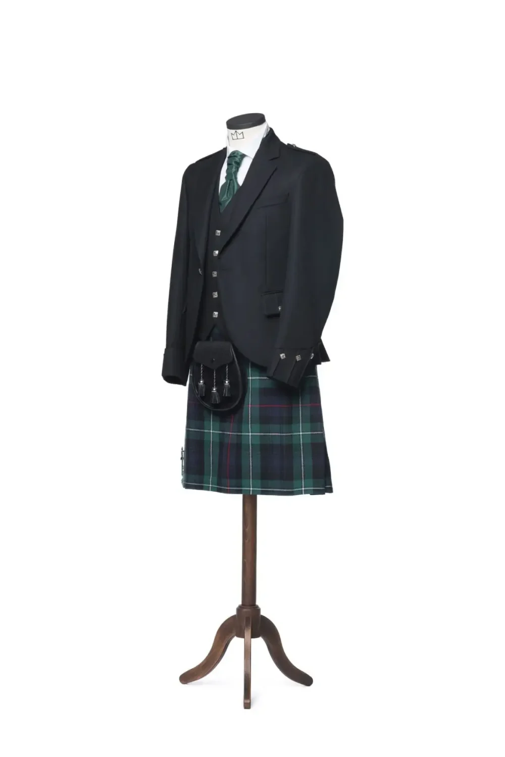 A Argyll Kilt Jacket hanged in a hanger.