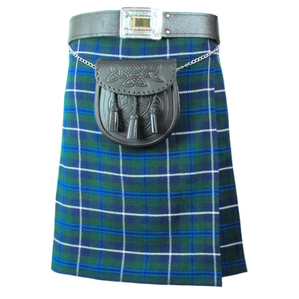 The product image of Blue Douglas Tartan kilt front side.