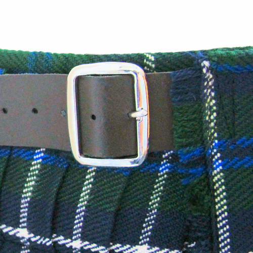 The closeup photo of Blue Douglas tartan kilt