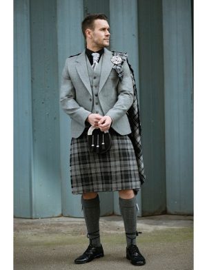 The main product photo of the Douglas Grey Modern Tartan Kilt.