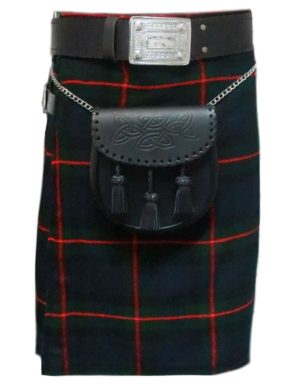 The front picture of the Gunn Green tartan kilt.