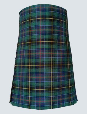 Die vordere glatte Seite des MacInnes Tartan Kilt.