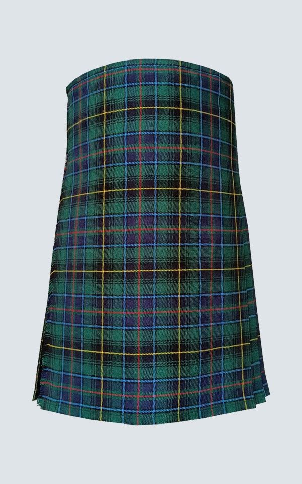 Die vordere glatte Seite des MacInnes Tartan Kilt.