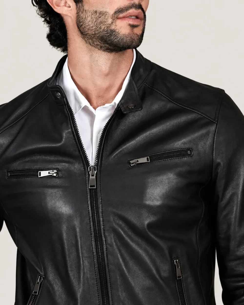 Kilcreggan Four-Zip Black Leather Café Racer Jacket