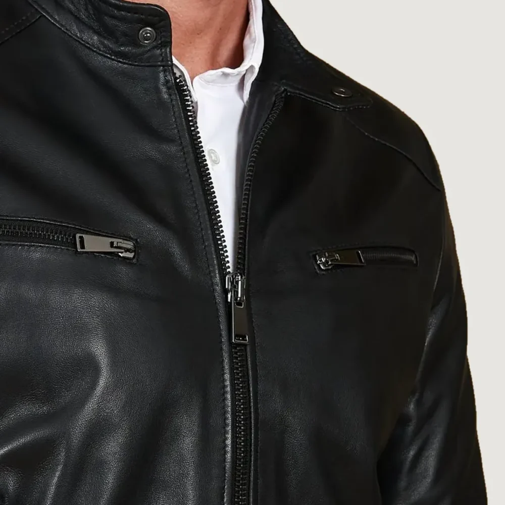 Kilcreggan Four-Zip Black Leather Café Racer Jacket