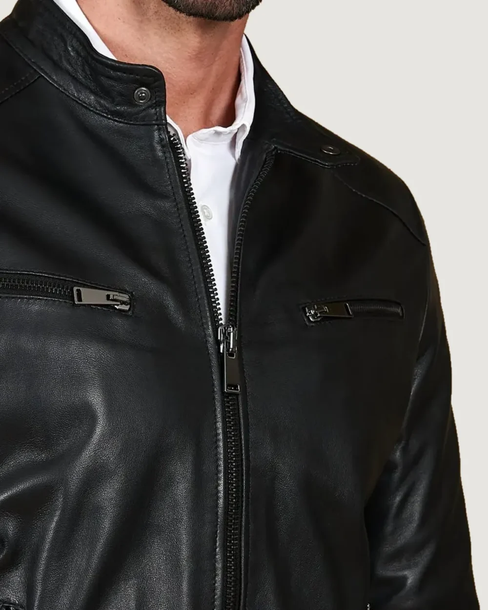 Kilcreggan Four-Zip Black Leather Café Racer Jacket